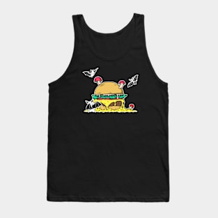 Halloween Bat and Mushrooms Burger Tank Top